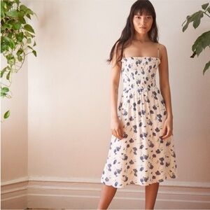 NWOT Reformation Sable Midi Dress Blueberries Floral Size Large